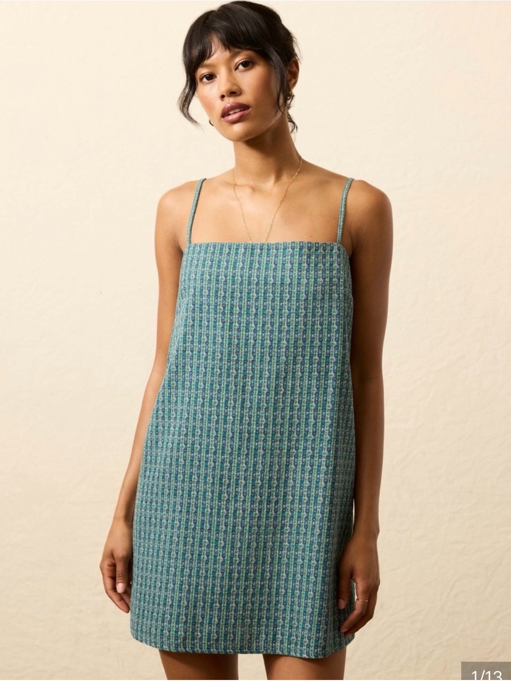 NWT Faherty Women’s Teal Printed Square-Neck Dress